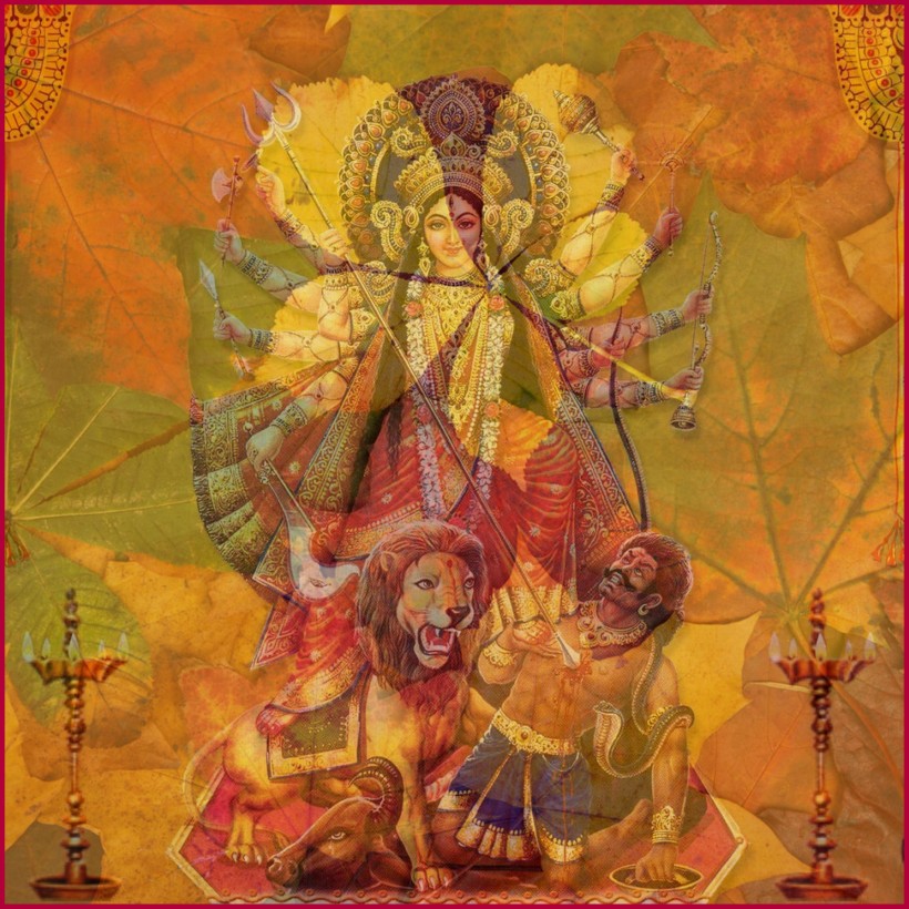 Durga: Goddess of Autumn, kills the demon Mahishasura